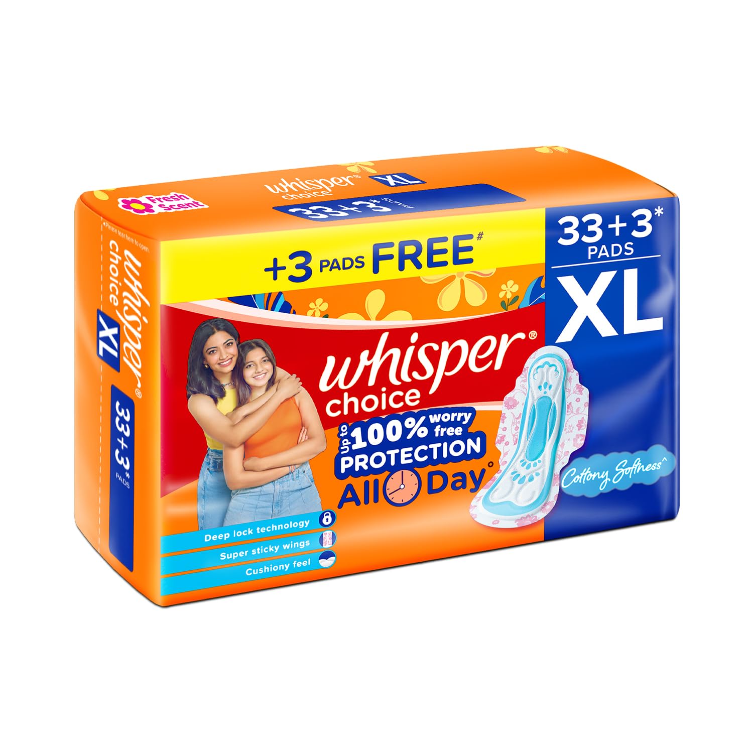 Buy Whisper Choice XL, 36 XL Pads for medium to heavy flow, Gives